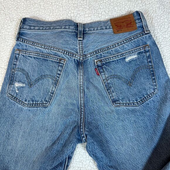 Levi's 501 Jeans Women's W28xL30 Worn & Soft Tapered Leg Button Fly - Picture 3 of 9